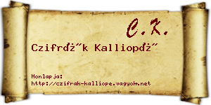 Czifrák Kalliopé névjegykártya